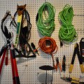 T02. Garden tools and extension cords. 